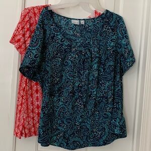 Two Kim Roger’s Short Sleeve Tops Size XL